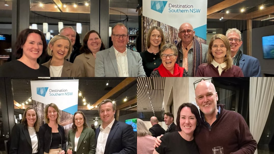 Collage of Destination NSW Board members, Destination Southern NSW representatives and regional partners during the Southern Tablelands visit.